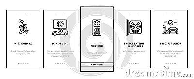 electric vehicle charging station onboarding icons set vector Vector Illustration