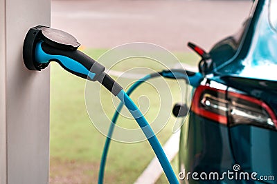 Electric vehicle charging station point Stock Photo