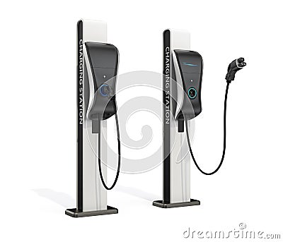 Electric vehicle charging station in public space Stock Photo