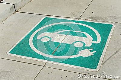Electric Vehicle Charging Station Sign Stock Photo