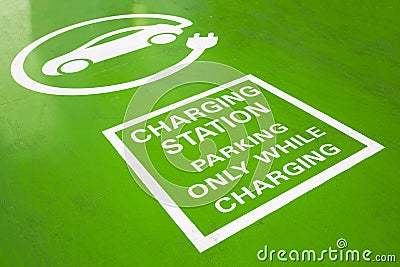 Electric Vehicle Charging Station sign Stock Photo