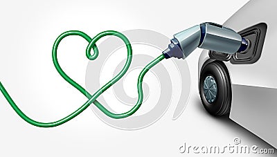 Electric Vehicle Love Cartoon Illustration