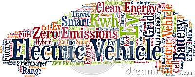 Electric vehicle - Word cloud illustration Stock Photo