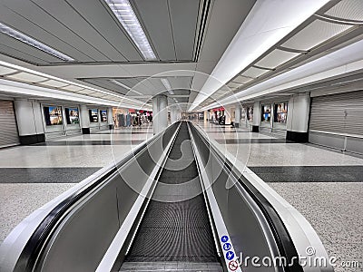 Electric walk way passage at Beirut Rafic Harriri Editorial Stock Photo