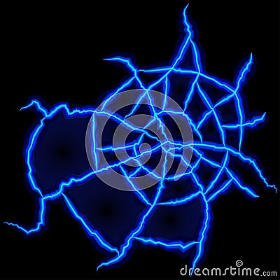 Electric web, power thunder effect. Blue lightening glow. Energy neon light glowing. Vector Vector Illustration