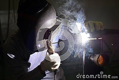 Electric welding at workshop 2 Stock Photo