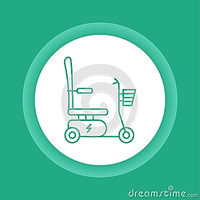 Electric wheelchair for the disabled color button icon. Isolated vector element. Vector Illustration