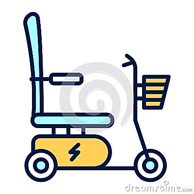 Electric wheelchair for the disabled color line icon. Isolated vector element. Outline pictogram for web page, mobile Vector Illustration