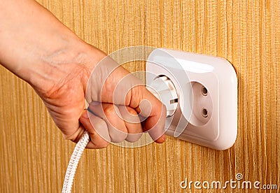 Electric white socket Stock Photo