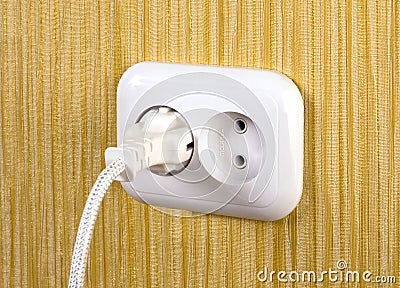 Electric white socket Stock Photo