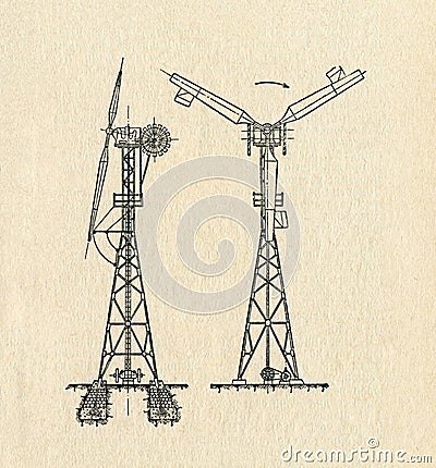 Electric Windmill Diagram Stock Photo