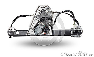 Electric window mechanism for a car on a white isolated background. Automotive spare parts catalog Stock Photo