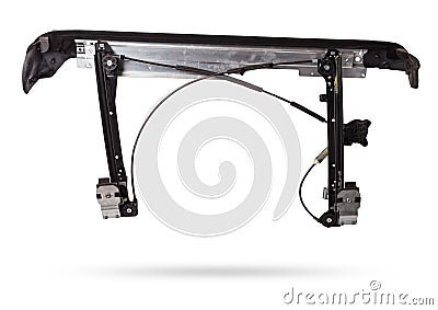 Electric window mechanism motor for a car on a white isolated background. Automotive spare parts catalog Stock Photo