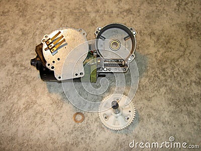 Electric wiper motor disassembled, vertical view Stock Photo