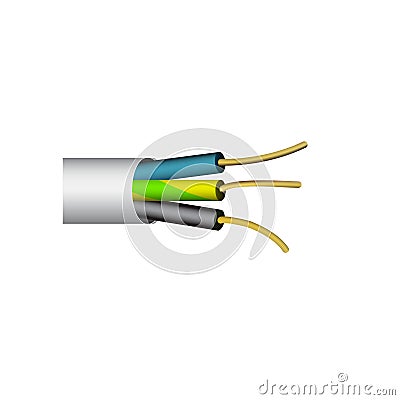 Electric wire phase-earth realistic vector isolated illustration Vector Illustration