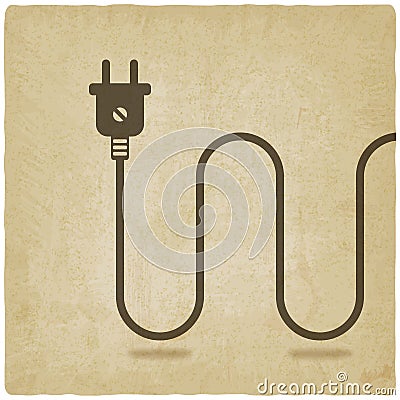 Electric wire with plug old background Vector Illustration