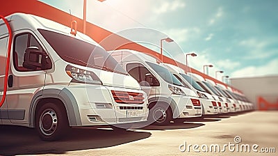 Electric work van plugged in at charging station. Generative AI Stock Photo