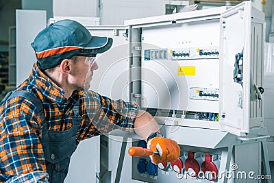 Electric Worker Job Stock Photo