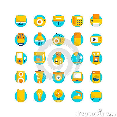 Electrical Appliance flat icon set. Vector Illustration