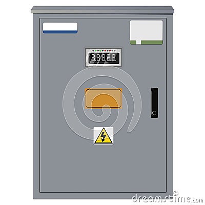 Electrical box, industrial electrical control panel. Electricity metering cabinet. Substation. Vector Illustration