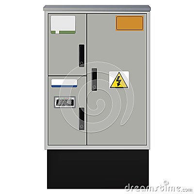 Electrical box, industrial electrical control panel. Electricity metering cabinet. Substation Vector Illustration