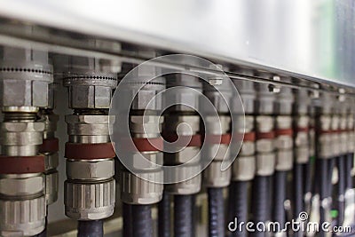 Electrical cable glands Stock Photo