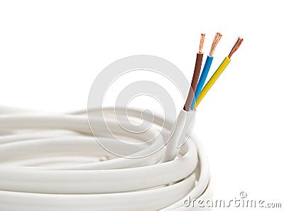 Electrical cable on White background Stock Photo