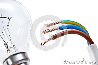 Electrical cable on White background Stock Photo