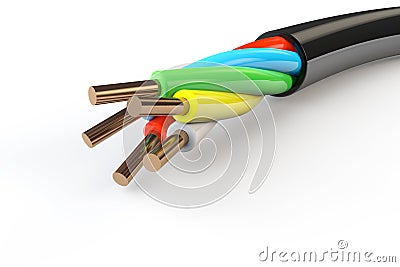 Electrical cable with wires Stock Photo