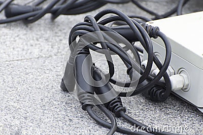 Electrical cables and communication tools Stock Photo