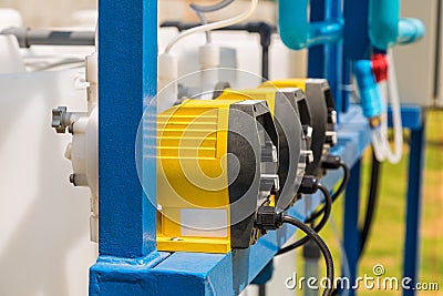 Electrical chemical feed pumps Stock Photo