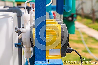 Electrical chemical feed pumps Stock Photo