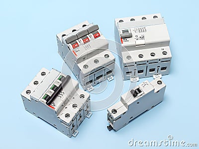 Electrical circuit breakers Stock Photo