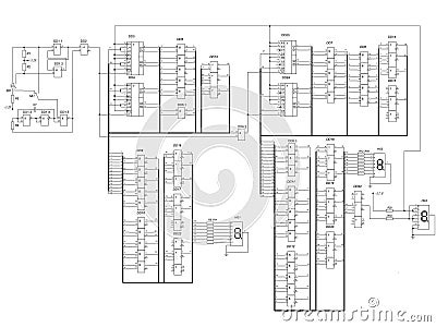 Electrical circuit of a counter Stock Photo