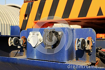 Electrical Connectors of Trailer Truck Stock Photo