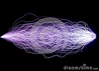 Electrical discharge. Artificially created spark discharges. Stock Photo