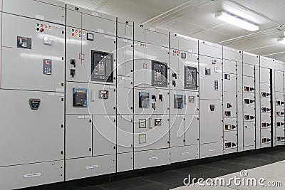 Electrical energy distribution substation Stock Photo