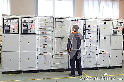 Electrical Engineer make Services, Testing and Maintenance Low v Editorial Stock Photo