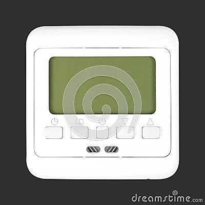 Electrical grid - Front view thermostat socket switch isolated Stock Photo
