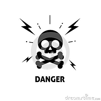 Electrical hazard sign vector illustration, flat cartoon electric shock Vector Illustration
