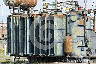 Electrical high voltage substation Stock Photo