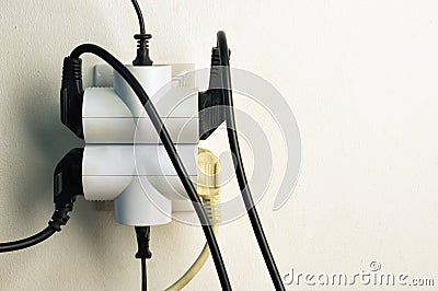Electrical household adapters and sockets Stock Photo