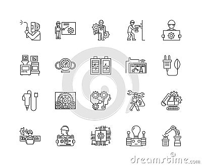 Electrical industrial apparatus line icons, signs, vector set, outline illustration concept Vector Illustration