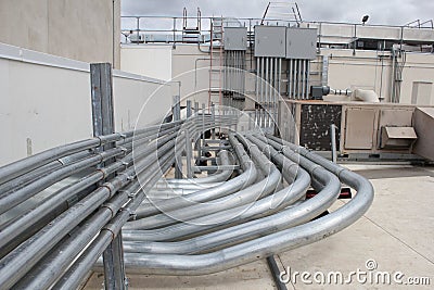 Electrical installation piping Stock Photo