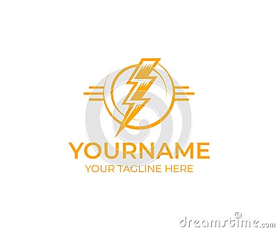 Electrical lightning and flash, logo template. Electric thunder, power, energy and light, vector design Vector Illustration