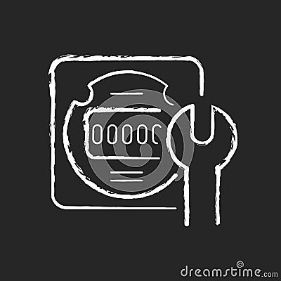 Electrical meter repair chalk white icon on dark background Vector Illustration