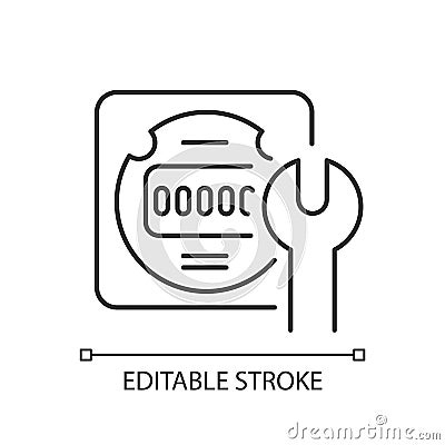 Electrical meter repair linear icon Vector Illustration