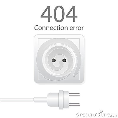 Electrical outlet and plug disabled. Connection error. Vector Illustration