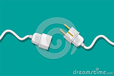 Electrical outlet and plug unplugged. Vector Illustration