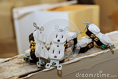 Electrical outlet replacement and repair Stock Photo